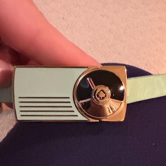 Kate Spade Aqua Leather Belt with Gold Accent main image 4